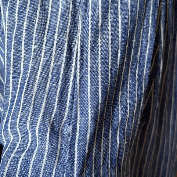 Saks Fifth Avenue Blue Striped Linen Jumpsuit Size Small - Picture 5 of 6